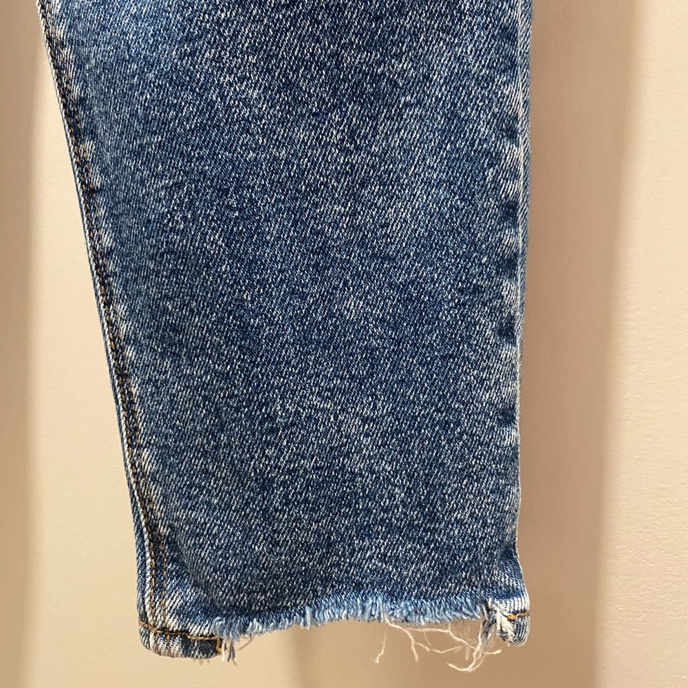 American Eagle AE Stretch Medium Wash Distressed Denim Blue Jeans Jeggings - Picture 5 of 12
